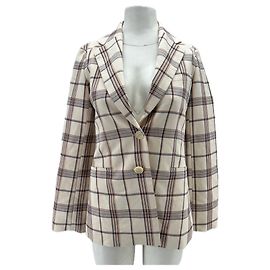 Maje Blazer écru tartan marine orange Beige