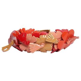 Prada Pulsera de flor en cuero charol rojo Roja