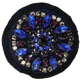 Prada Spilla blu navy decorata con diamanti Blu