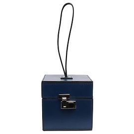 Moynat Navy leather box bag Blue