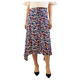 Paco Rabanne Jupe midi à imprimé floral bleu - taille UK 8 Bleu