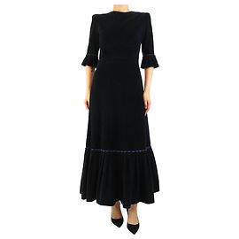 The Vampire's Wife Abito maxi in velluto a coste blu navy - taglia UK 10 Blu navy