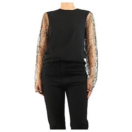 Dries Van Noten Top a maniche lunghe con paillettes nere - taglia M Nero