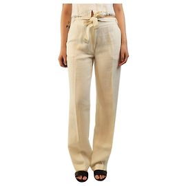 Lorena Antoniazzi Weiße Leinenhose mit Gürtel - Größe UK 8 Weiß