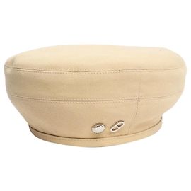 Hermès Beige Canvas-Baskenmütze Beige