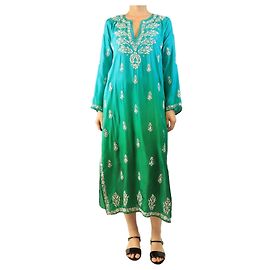 Juliet Dunn Robe en soie brodée verte - Taille M Vert