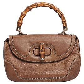 Gucci Borsa a tracolla in bambù e pelle marrone Marrone