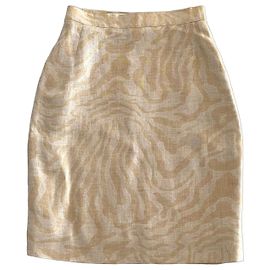 Autre Marque Francesco Ferri Zebra-Print Leinenrock Goldbeige Beige Golden