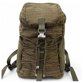 Céline Celine Khaki Canvas and Leather Backpack Khaki