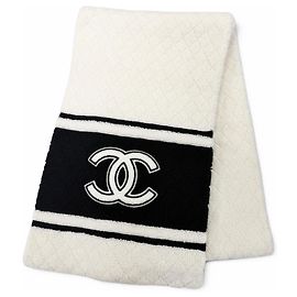 Chanel 19B Kaschmir-Schal in Schwarz und Weiß Schwarz Weiß
