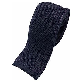 Hermès Hermes Silk Honeycomb Pattern Cravat Purple Navy blue