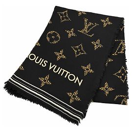 Louis Vuitton schwarzer Wollstola Schwarz