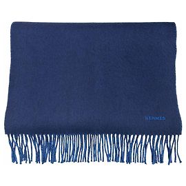 Hermès Hermes Recto Verso Cashmere Stole Blue Navy blue