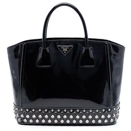 Tote Prada Black Spazzolato con Cristalli e Borchie Nero