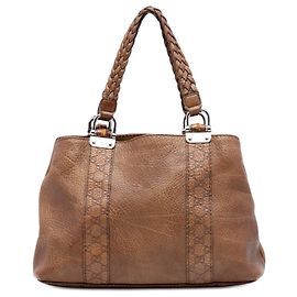 Gucci Brown Medium Guccissima Trimmed Calfskin Bamboo Libeccio Tote Brown