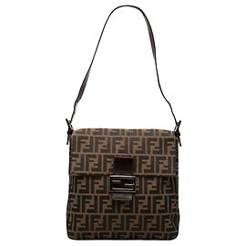 Borsa a tracolla Fendi in tela Zucca marrone Marrone