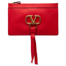 Clutch VRing en cuero rojo Valentino Roja