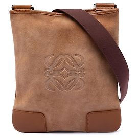 LOEWE Bolsa transversal de camurça marrom Anagram Marrom