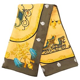 Sciarpa in seta Hermès Yellow Plumes et Grelots 90 Giallo