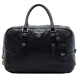 Prada Black Cervo Lux Bauletto Handbag Black