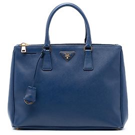 Sac cabas Prada Blue Large Saffiano Lux Galleria Double Zip Bleu