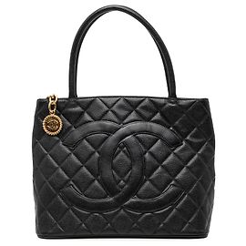 Chanel Black Caviar Medallion Tote Black