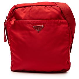 Borsa a tracolla Prada Red Tessuto Zip Top Rosso