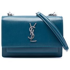 Carteira com corrente Saint Laurent Blue Mini em couro de vitelo Monogram Sunset Azul Outro