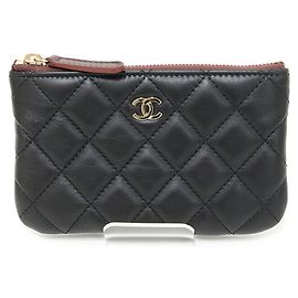 Portafoglio monete Chanel Classic Black Lambskin Nero