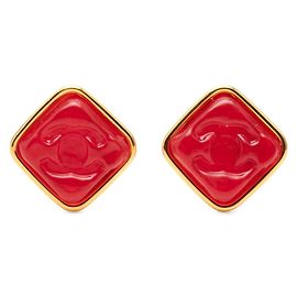 Orecchini a clip Vintage Chanel Coco Mark Rosso D'oro