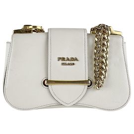 Bolsa de ombro em couro branco Prada Branco