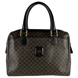 Céline Celine Macadam Coated Canvas Handbag Black