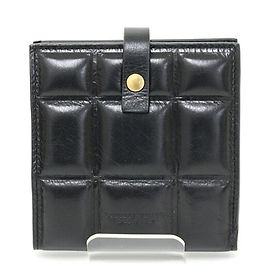 Carteira bi-fold de couro acolchoado Bottega Veneta Preto