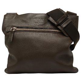 Bolsa de ombro em couro marrom escuro Prada Castanho escuro