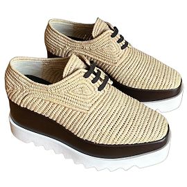 Stella Mc Cartney Stella McCartney Elyse Raffia Platform Shoes Marrone Beige
