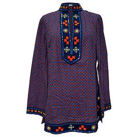 Robe tunique courte ornée Tory Burch en coton multicolore Multicolore