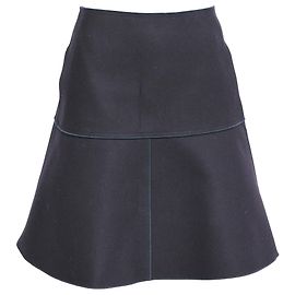 Jil Sander Navy Panelled Mini Skirt in Black Wool Black