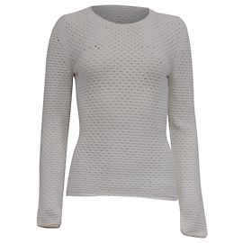 Suéter de tricô de crochê Chloé em algodão branco Branco Cru