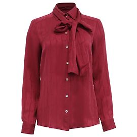 Camicetta Gucci in seta bordeaux con fiocco texturizzato Rosso Bordò