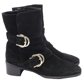 Bottines à boucle Britain de Stuart Weitzman en daim marron Noir