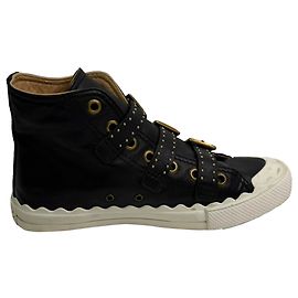 Sneakers alte con borchie Chloé in pelle nera Nero