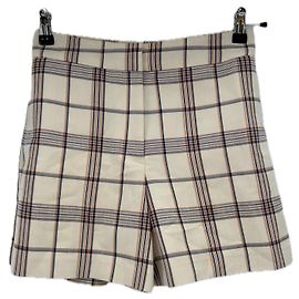 Maje Short écru tartan marine orange Beige