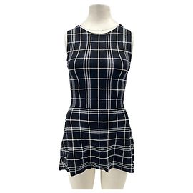 Theory Top longue marine tartan blanc Bleu Marine