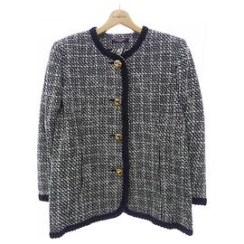 Leonard Fashion Collarless Jacket Black White