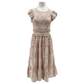Autre Marque Vestido longo com padrões rosa e cinza Rosa