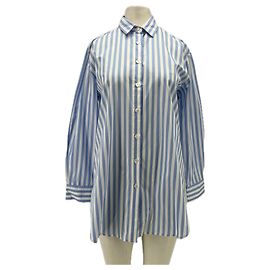 Autre Marque Camicia a righe blu e bianche, ricamo Blu