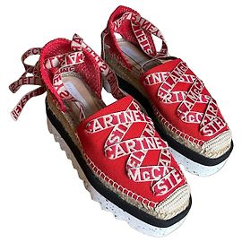 Stella Mc Cartney Stella McCartney Gaia Espadrilles en Toile Bio - Rouge Passion Rouge