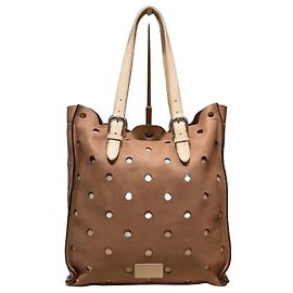 Sac Shopper Moschino Cheap and Chic en Cuir Perforé Marron
