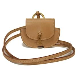 Porte-clés/Étui AirPods en cuir beige Yves Saint Laurent Beige
