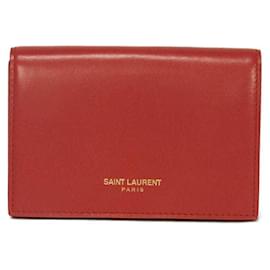 Porte-cartes en cuir rouge Yves Saint Laurent Rouge